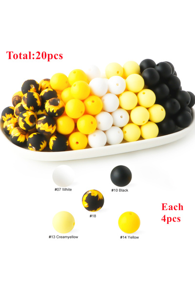 Choice La24-01 20 قطعة/مجموعة 15 مم خرز سيليكون دائري مزيج خرز مطبوع مجموعات ...