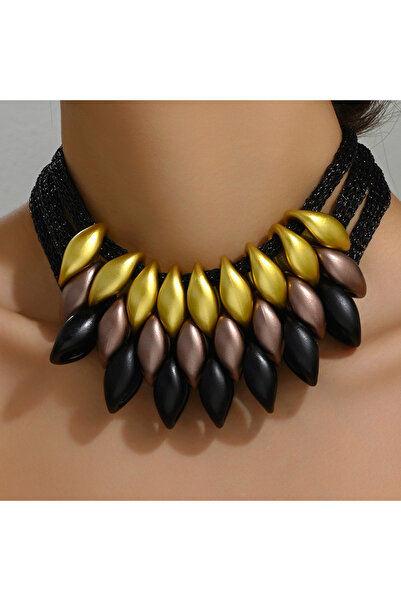 Choice قلادة تشوكر لون 1 مجوهرات للنساء قلادة قصيرة متعددة الطبقات طوق ملابس ...