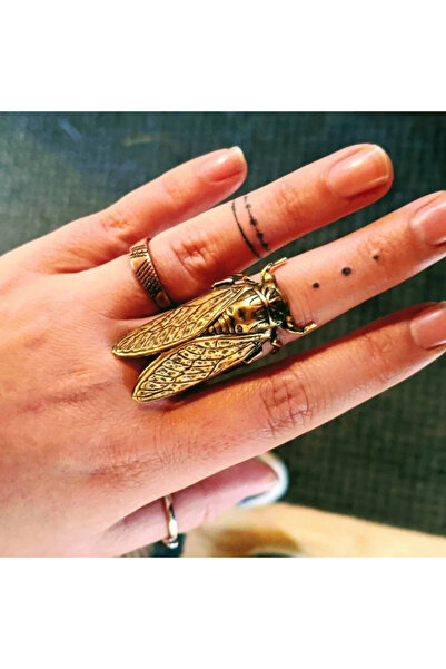 Choice خاتم سيكادا كبير أنيق مطلي بالذهب العتيق قابل للتغيير في الحجم، هدية مثالية لعيد ميلاد فتاة، كريس