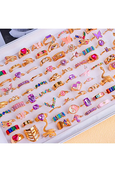 Choice طقم خواتم من 20 قطعة من حجر الراين الملون للنساء، بتصميم عيون وقلب وحب متلألئ