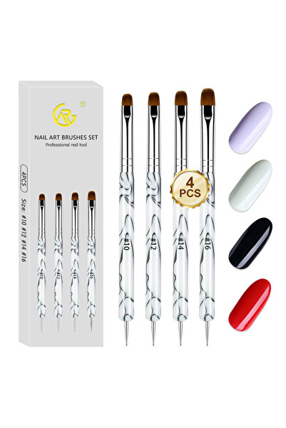 Choice مجموعة من 4 قطع من فرش فن الأظافر الفرنسية باللون الرمادي - فرشاة فن أ...