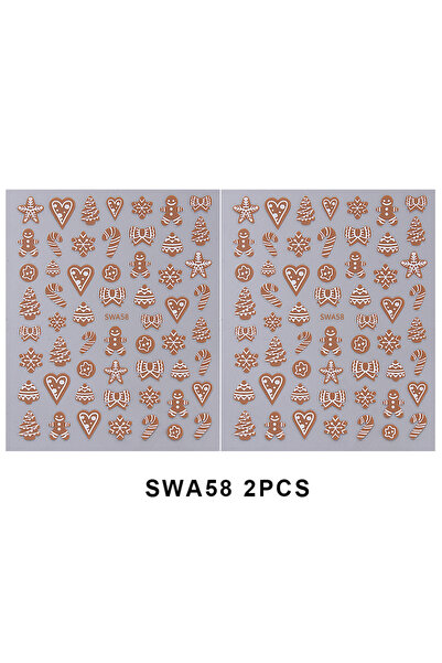Choice SWA58-2pcs 2pcs 3D Christmas Gingerbread Man Nail Stickers Cute Candy ...