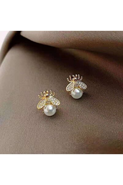 Choice أقراط ذهبية مرصعة باللؤلؤ على شكل نحلة العسل للنساء، أقراط صغيرة أنيقة...