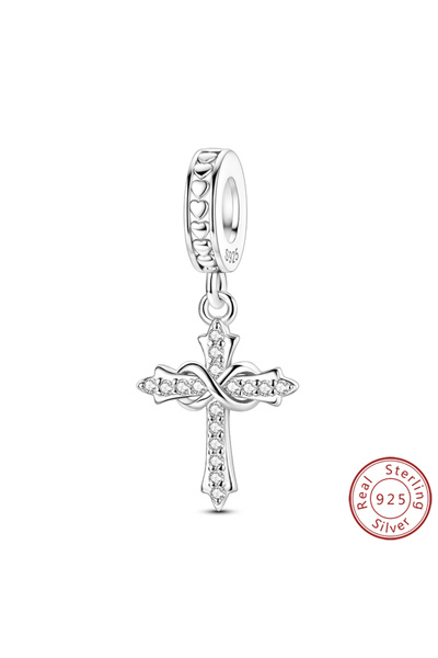 Choice KTC1762 قلادات خرز أصلية من الفضة الإسترلينية 925 بتصميم صليب الملاك ا...