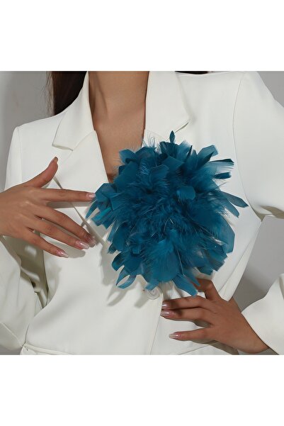 Choice دبوس طية صدر فاخر مصنوع يدويًا من الريش الملون، مقاس 20 سم، بتصميم عصر...