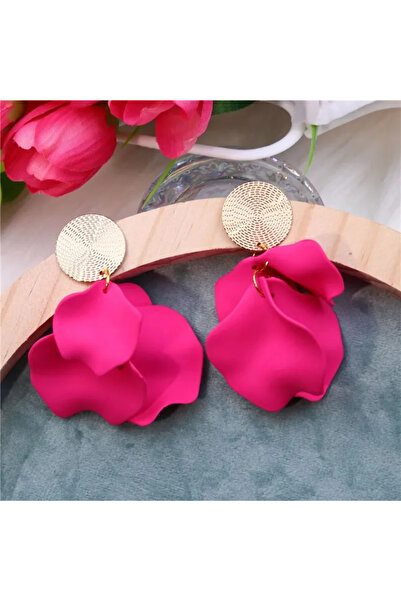 Choice AEH60120C أقراط نسائية من البلاستيك بلون الفوشيا النيون على شكل بتلات ...