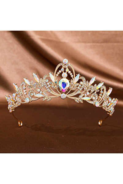 Choice تيجان وأغطية رأس من الكريستال الذهبي الباروكي للنساء لحفلات التخرج وحفلات الزفاف وعصابة رأس مرصعة بأحجار الراين