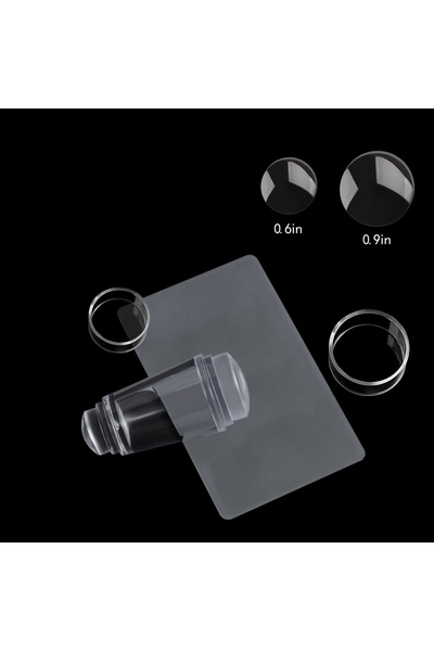 Choice ختم صغير مزدوج الرأس مع غطاء سيليكون شفاف لختم الأظافر، قالب مقبض شفاف...