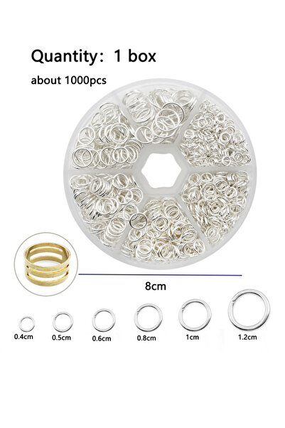 Choice فضي - 6 أحجام حوالي 1000 قطعة 6 أحجام مختلفة من حلقات القفز المفتوحة، ...