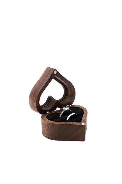 Choice صندوق خاتم الحب الخشبي المزدوج باللون الأسود لتخزين وتغليف المجوهرات و...