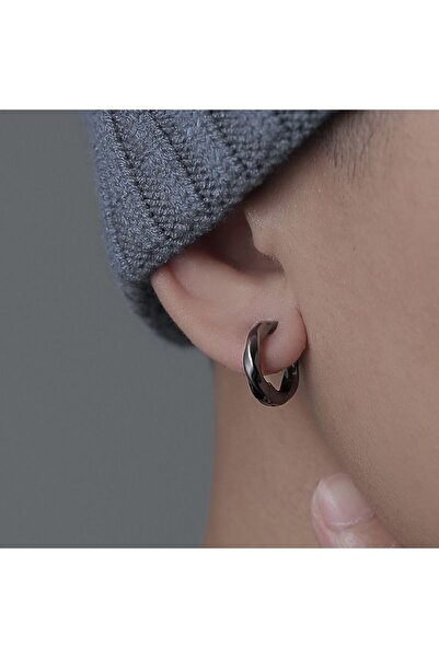 Choice أقراط أذن كلاسيكية بسيطة مطلية باللون الأسود من قطعة واحدة للمراهقين ب...