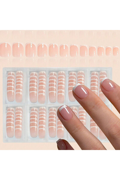 Choice علبة من 120 قطعة من أظافر صناعية فرنسية باللون الأبيض اللوزي للنساء وا...