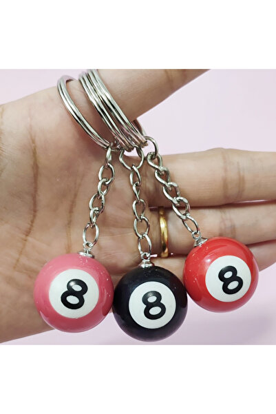 Choice 3Pcs 25mm Black No 8 Billiard Keychain Mini Ball Pendant Key Ring Resi...