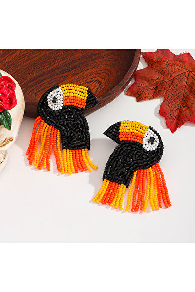 Choice 1 أقراط فيداوا العصرية المصنوعة من الخرز على شكل طيور متدلية من خرز ال...