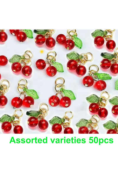 Choice 50 قطعة 10/30/50 قطعة قلادة سحر الكرز الأحمر 3D قلادة سحر الكرز الزجاج...