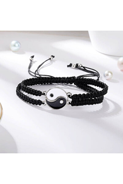 Choice سوار ينغ يانغ للزوجين من BlackBlack، سوار متطابق من Tai Chi Gossip Ban...