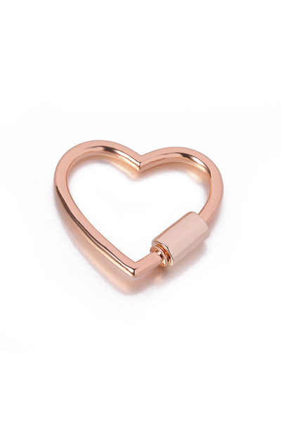 Choice مشبك معدني على شكل قلب من الذهب الوردي، حلقة بوابة زنبركية، سلسلة مفات...