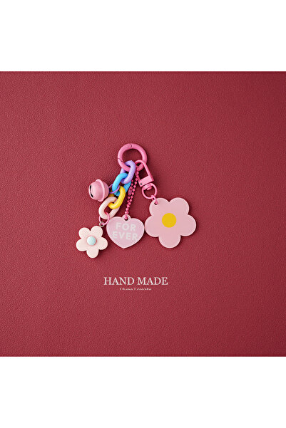 Choice Pink Creative Candy Color Flower Heart Pendant Keychain Cute Small Flo...