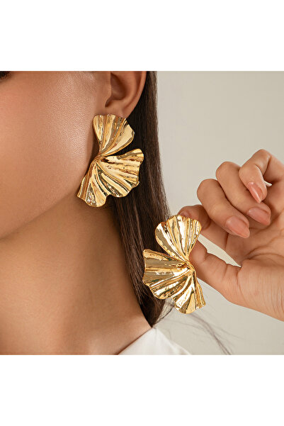 Choice Gold Color Ingemark Exaggerated Big Maple Leaf Stud Earrings for Women Punk Gold Color Geometric Pet