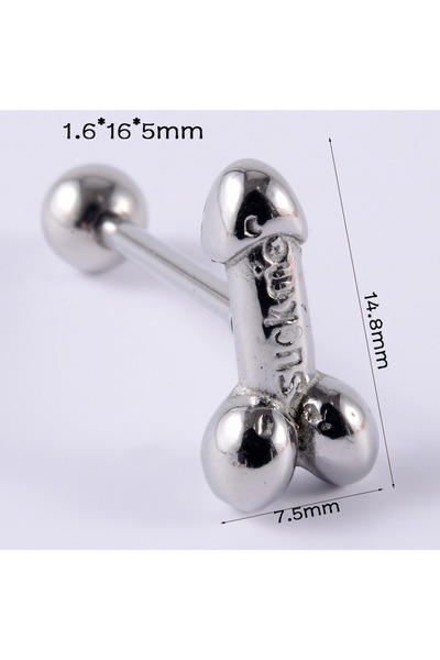 Choice النمط 7 قطعة واحدة من الفولاذ الجراحي 316l على شكل إصبع الأوسط على شكل كرة ولسان وثقب قضيب معدني للجسم بانك