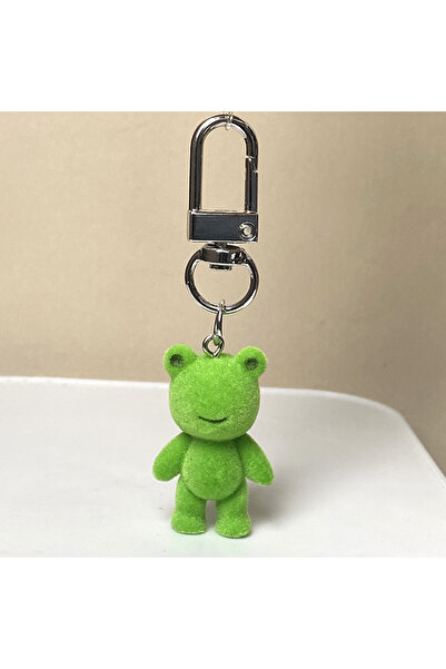 Choice سلسلة مفاتيح لطيفة ثلاثية الأبعاد على شكل ضفدع صغير متجمع مع قلادة هات...
