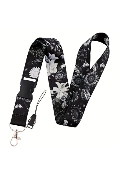 Choice Black and White Mobile Phone Lanyard Fashion Black Sunflower Lily Neck...