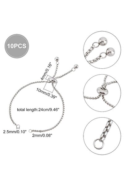 Choice AECH02-06037 10 قطع 9-1/2"(24 سم) سوار سلسلة منزلقة قابلة للتعديل من ا...