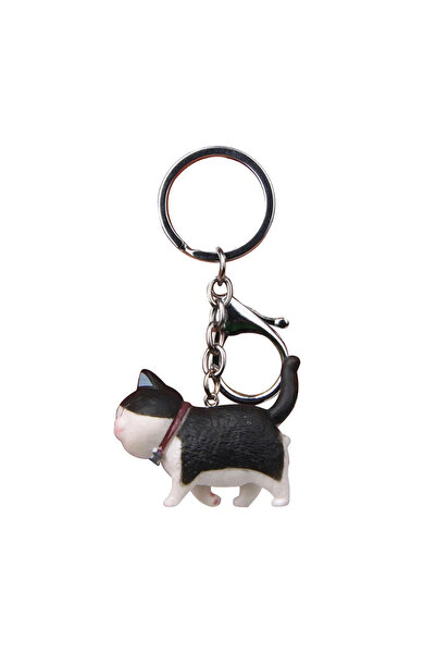Choice 4.6x4cm Type5 Cute Cartoon Japanese Cat Keyring Round Rolling Simple C...