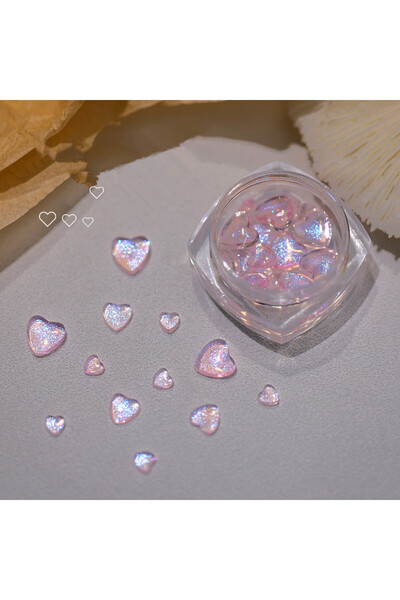 Choice 1 صندوق وردي واحد صندوق واحد 3D Kawaii Heart Nail Art Charms Resin Gli...