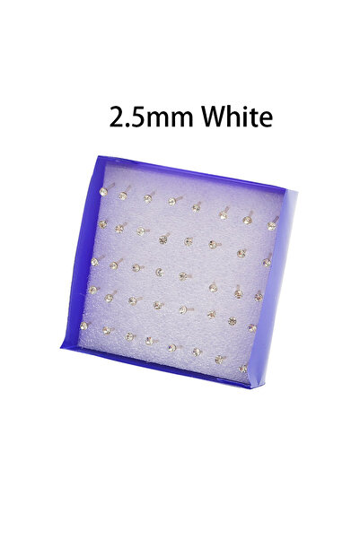 Choice 2.5 مم أبيض CZ 20 زوج/مجموعة نساء فتاة أحجار الراين كريستال أقراط أذن ...