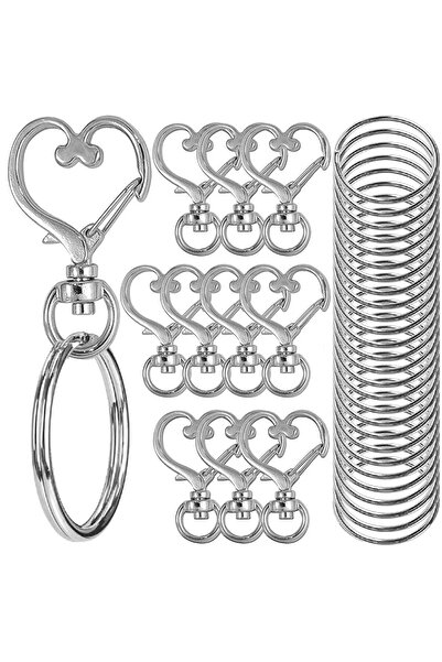 Choice 20pcs silver 20pcs Heart Shaped Swivel Snap Hooks with Key Ring Metal ...