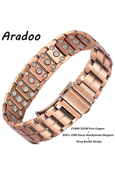 Choice B-C045 ARADOO سوار نحاسي مغناطيسي نيوديميوم بقوة 3500 جاوس للرجال مصنو...