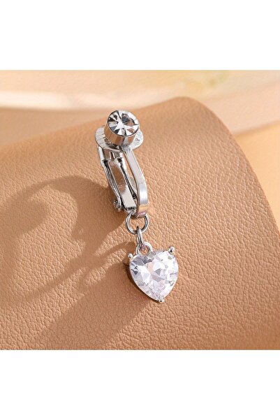 Choice خواتم على شكل قلب، سطحية وجلدية، للسرة والزر الجرس، فضية أنيقة على شكل قلب، مرصعة بالزركونيا المكعبة الصناعية