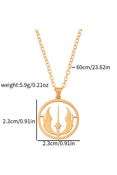 Miniso قلادة من الفولاذ المقاوم للصدأ تحمل رمز فرسان الجيداي من حرب النجوم، س...