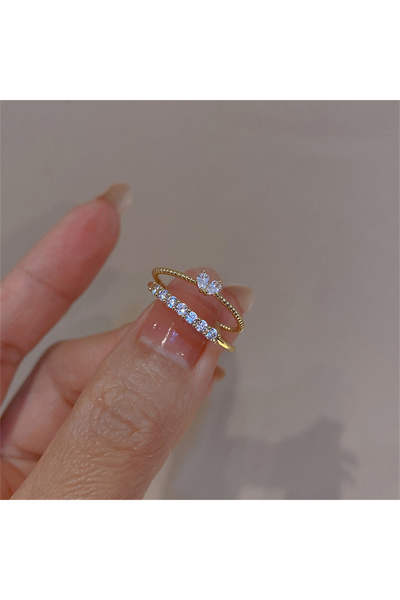 Choice CS5690201JCA1 قطعتان من خواتم القلب الكريستالية الأنيقة والجميلة للنسا...