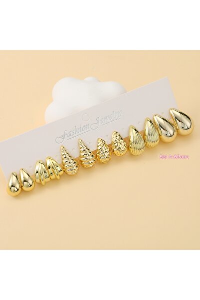 Choice Set A(6PAIRS) 6 PAIRS-36 PAIRS Trendy Golden C-shaped, Water-droplet, ...