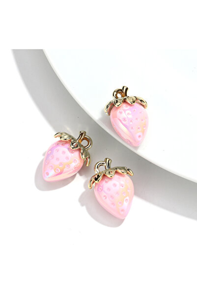 Choice pink 10pcs Transparent 23x31mm Strawberry Acrylic Charms Iridescent Pe...