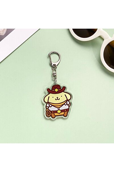 Miniso 5cm E Kawaii Sanrio West Cowboy Acrylic Keychain Cartoon Pompompurin K...