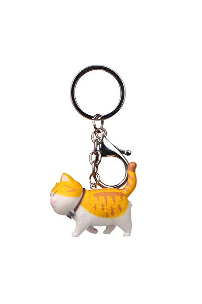 Choice 4.6x4cm Type2 Cute Cartoon Japanese Cat Keyring Round Rolling Simple C...