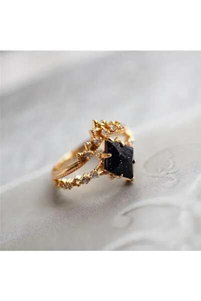 Choice resizable Gold Original New Vintage Court Style Lace Blue Crystal Micro Setting Diamond Stacking Rin