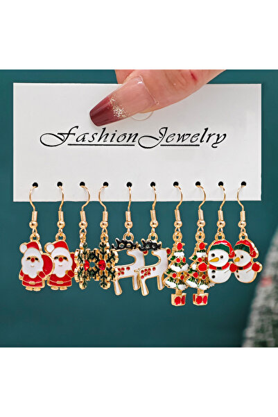 Choice مجموعة أقراط من 10 قطع على شكل رنة زنجبيل فريدة من نوعها على شكل رسوم ...