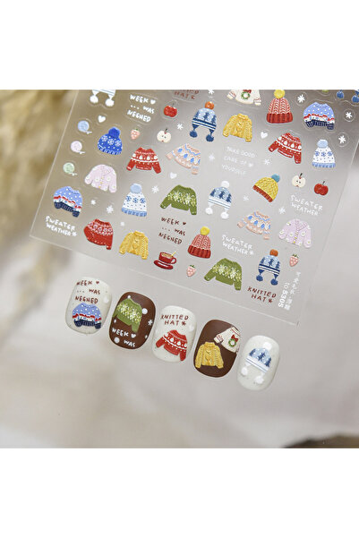 Choice قطعة واحدة من ملصقات فن الأظافر المنقوشة 5D، ملصقات لطيفة على شكل سترة...