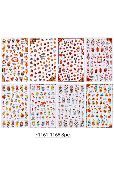 Choice F1161-1168 8pcs 8pcs Autumn Winter Maple Leaf Nail Stickers Pumpkin El...