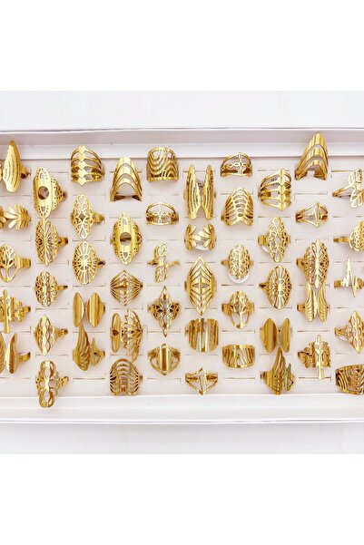 Choice مجموعة خواتم أنيقة مجوفة من الفولاذ المقاوم للصدأ، 10 قطع، مقاسات متنو...