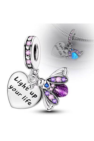 Choice KTC994 قلادة على شكل فراشة يراع مضيئة متوهجة من الفضة الإسترليني عيار 925 الأصلية تناسب سوار السحر