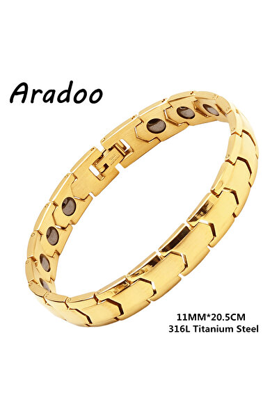 Choice 7 أساور رياضية للرجال مصنوعة من الفولاذ التيتانيوم بتصميم مسار الخزان الكلاسيكي مع حلقات مغناطيسية