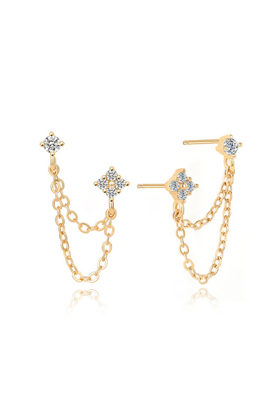 Choice Gold Women's Fashion Double Piercing Tassel Earrings Simple Stylish De...