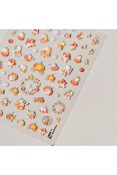 NAILFYOU to3667 ملصق أظافر خماسي الأبعاد بأوراق القيقب والجنكة الريفية المريح...