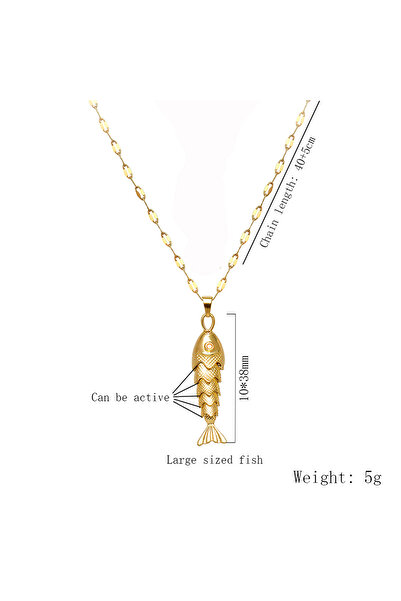 Choice قلادة نسائية أنيقة كبيرة الحجم على شكل سمكة رشيقة مطلية بالذهب، خفيفة ...