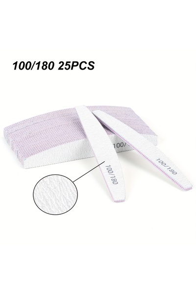 Choice 25 قطعة من مبرد الأظافر الاحترافي نصف القمر 1/2/5/10/25/50 قطعة من ليما بحبيبات 100/180 وورق صنفرة احترافي مقطوع